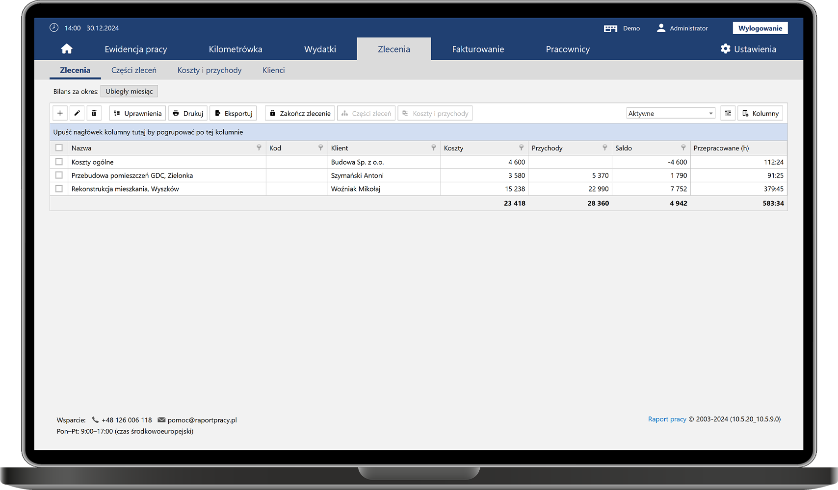 Constant overview of contract work progress